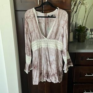NWT Missguided crochet flare sleeve tie dye dress